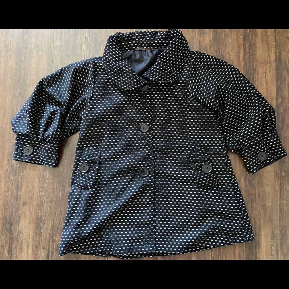 Anthro AzelHazel Swing Jacket Black and white Sz L